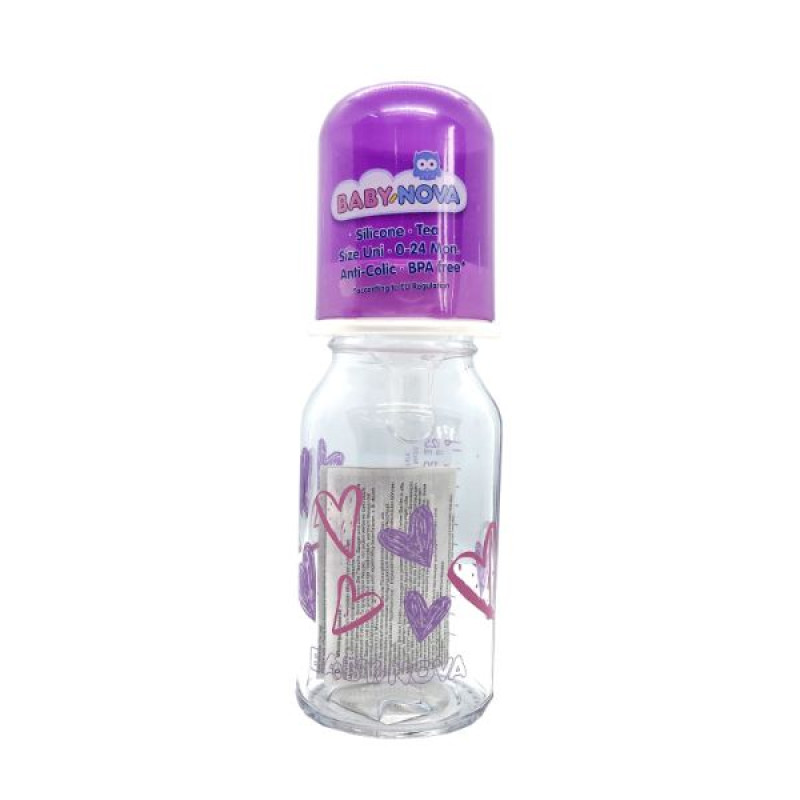Baby-Nova 44605-1 glass feeding bottle with decor for girls 125 ml