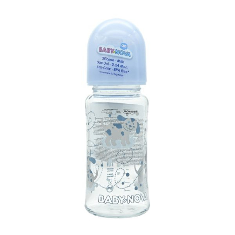 Baby-Nova 44240-2 glass bottle with decor for boys 230 ml