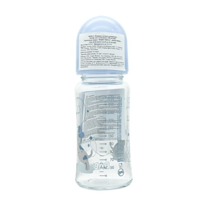 Baby-Nova 44240-2 glass bottle with decor for boys 230 ml
