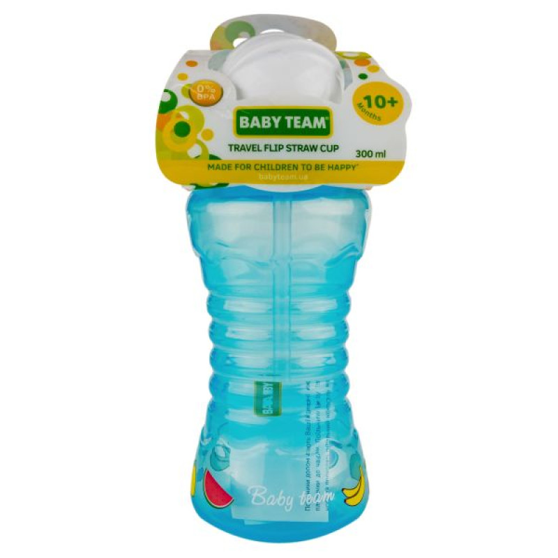 Поїльник пластиковий Baby Team 5005 дорожній із трубочкою 300 мл