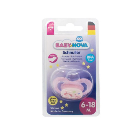 Silicone pacifier Baby-Nova orthodontic night size 2 pink