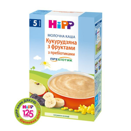 Каша HiPP молочна кукурудзяна з фруктами 250 г