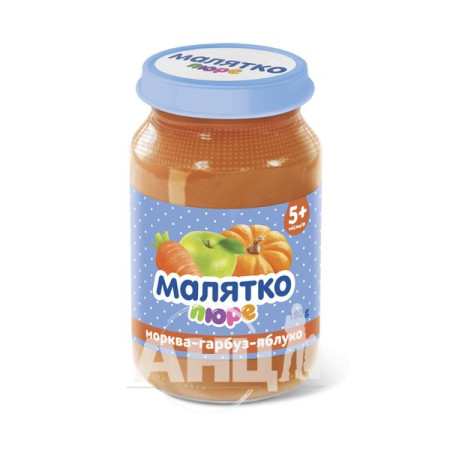 Пюре Малятко морква-гарбуз-яблуко з цукром 180 г