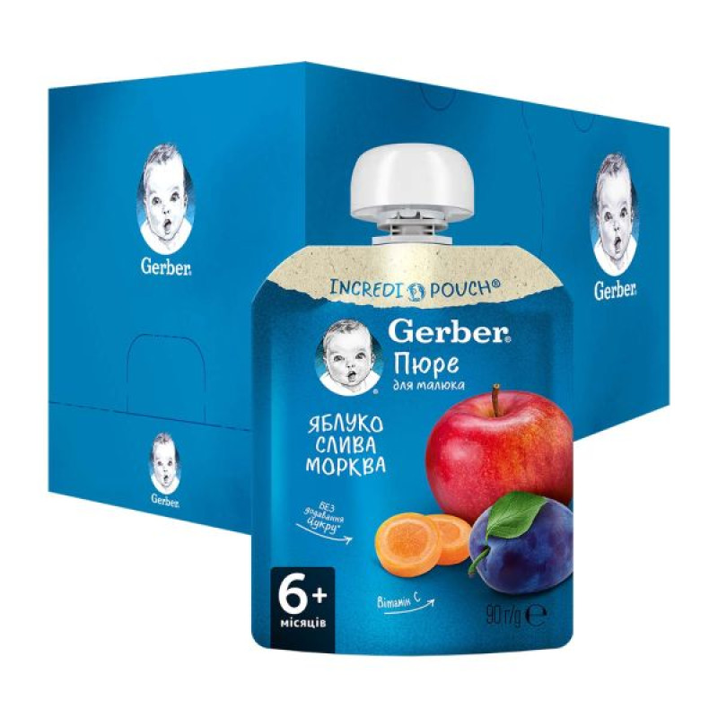 Gerber apple, plum and carrot puree 90 g