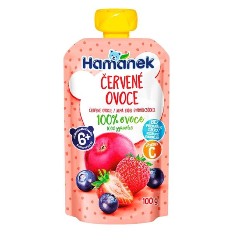 Пюре Hamanek Яблоко-клубника-черника 100 г