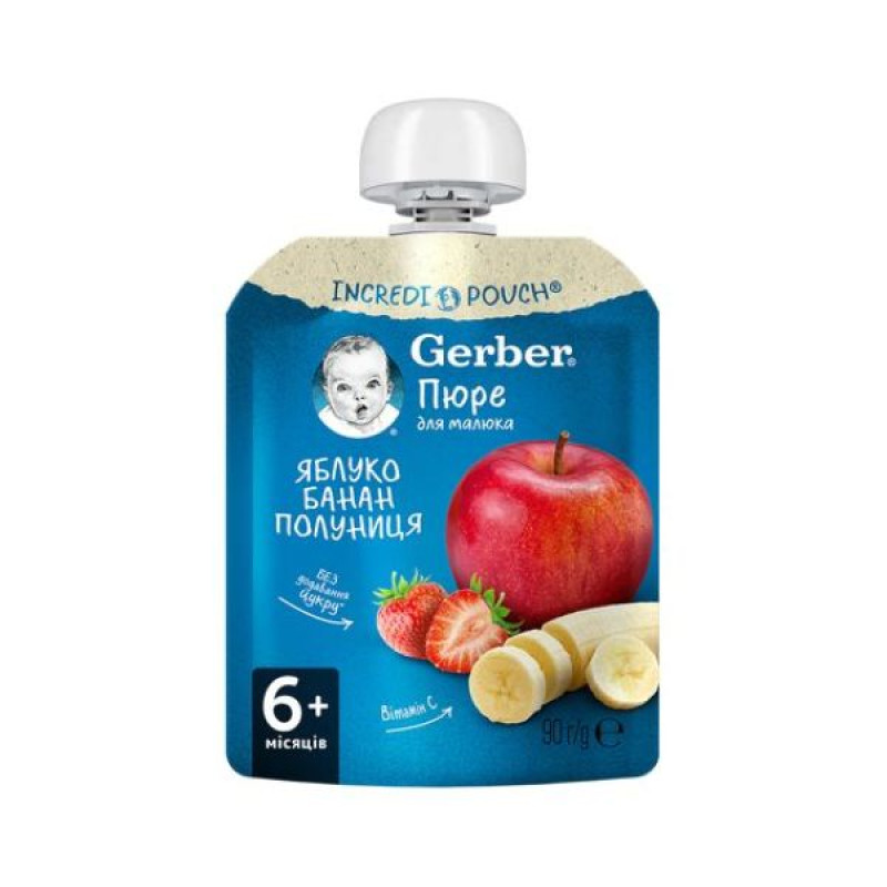 Gerber apple banana strawberry puree from 6 months 90 g