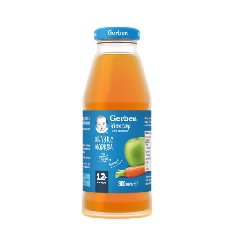 Нектар Gerber яблочно-морковный с 12 месяцев 300 мл