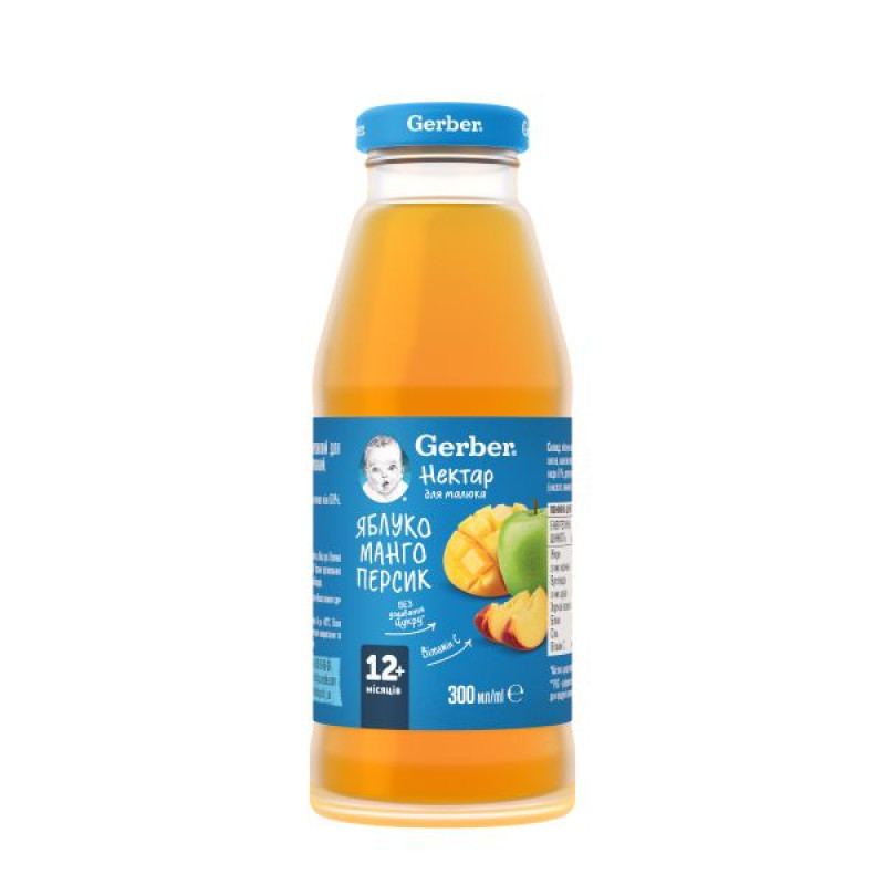 Нектар Gerber яблочно-мангово-персиковый с 12 месяцев 300 мл