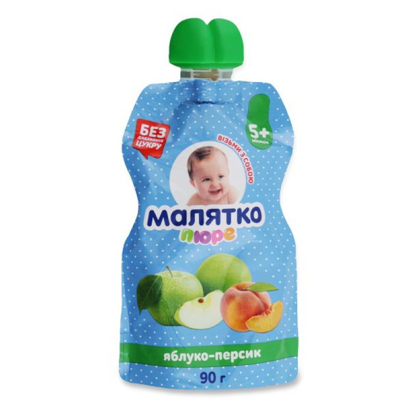 Фруктовое пюре Малятко яблоко-персик 90 г