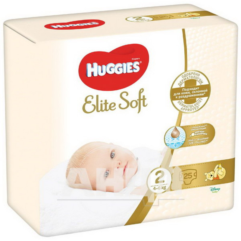 Подгузники детские гигиенические Huggies Elite Soft 2 (4-6кг) №25