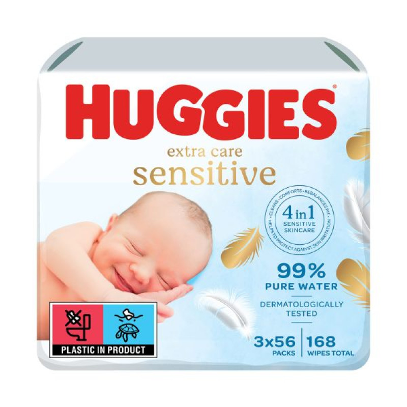 Huggies Extra Care Sensitive baby wipes No. 168 (56*3)