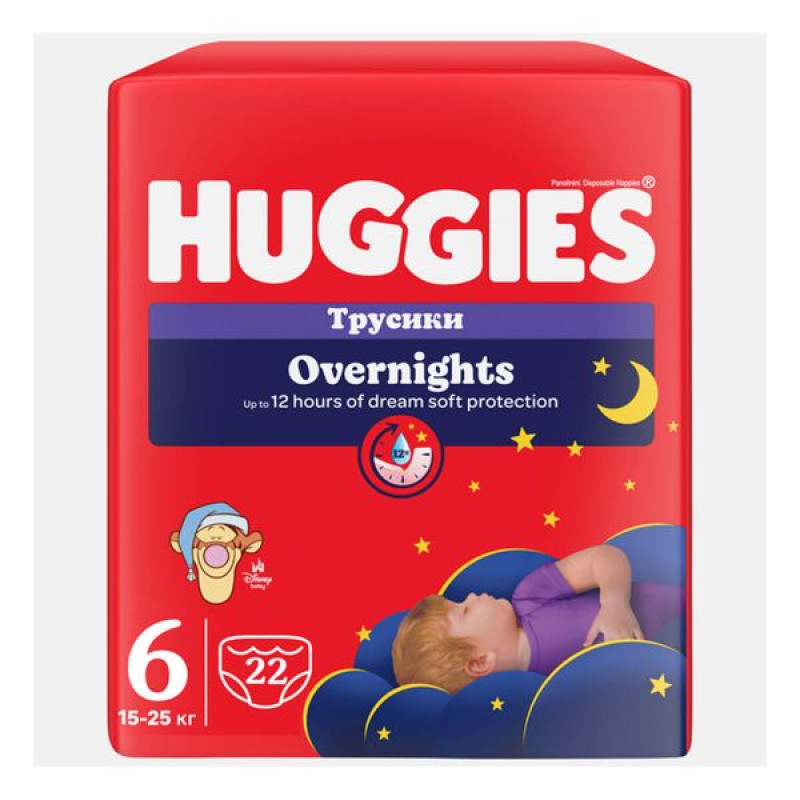 Трусики-подгузники Huggies Overnights Pants 6 (15-25 кг) ночные №22