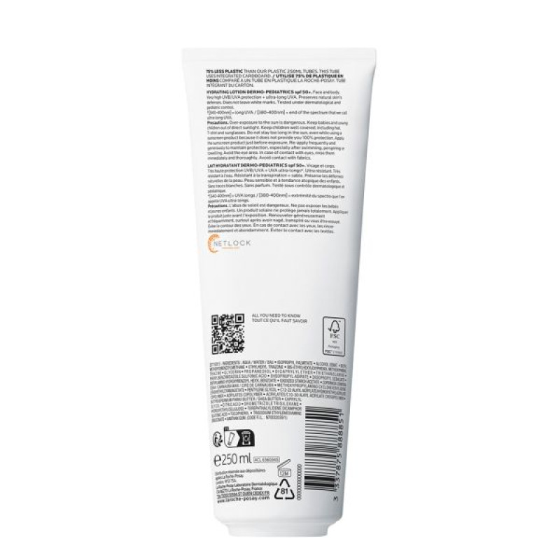 La Roche-Posay Anthelios UVA 400 Dermo-Pediatrics SPF50+ Waterproof Moisturizing Sunscreen Milk 250 ml