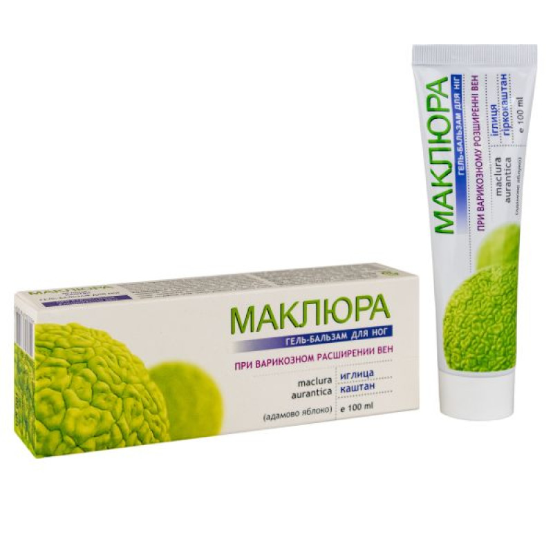 Гель-бальзам для ног профилактический Маклюра, иглица, горькокаштан при варикозном расширении вен 100 мл