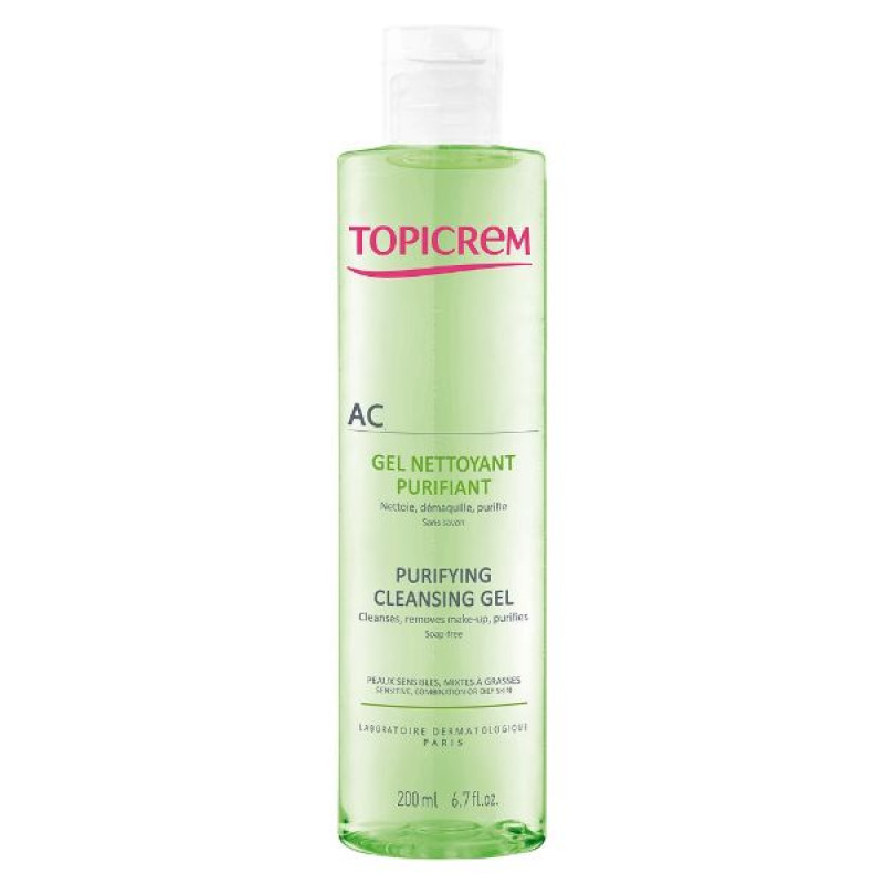 Очищающий себорегулирующий гель для лица Topicrem AC Purifying Cleansing Gel 200 мл