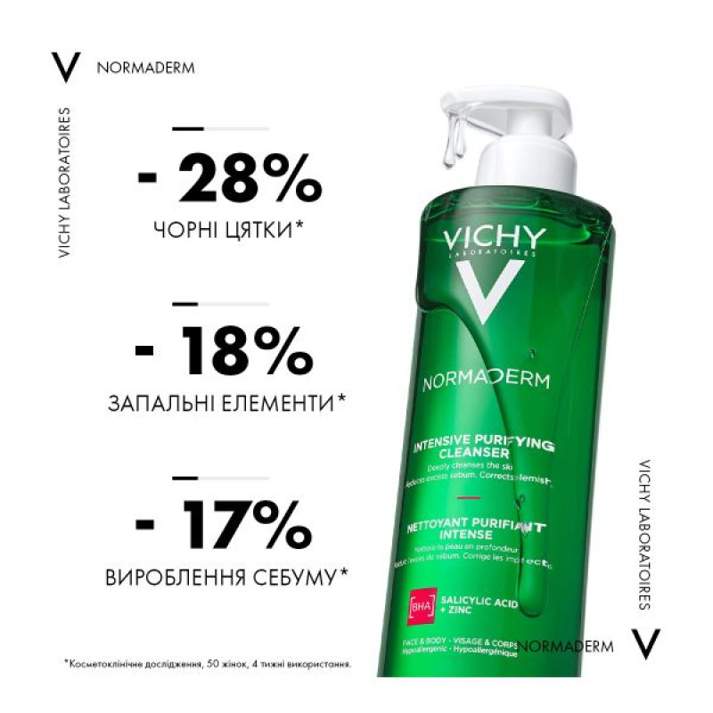 Гель Vichy Normaderm Intensive Purifying Cleanser для глубокого очищения жирной, склонной к недостаткам кожи лица и тела 400 мл