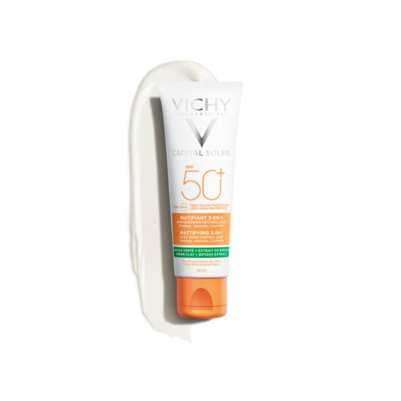 Солнцезащитный матирующий крем 3-в-1 Vichy Капиталь Солей SPF 50+ для жирной проблемной кожи 50 мл