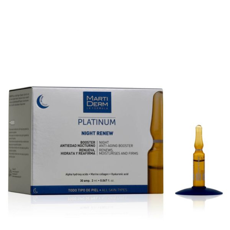 Night ampoules for the face against photoaging MartiDerm Platinum Night Renew 2 ml No. 30