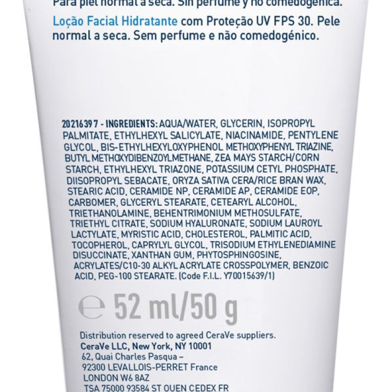Денний зволожуючий крем CeraVe для нормальної та сухої шкіри обличчя з SPF30 52 мл