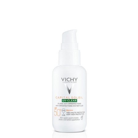 Щоденний сонцезахисний невагомий флюїд Vichy Капіталь Солей SPF 50+ для шкіри схильної до жирності та недосконалостей 40 мл
