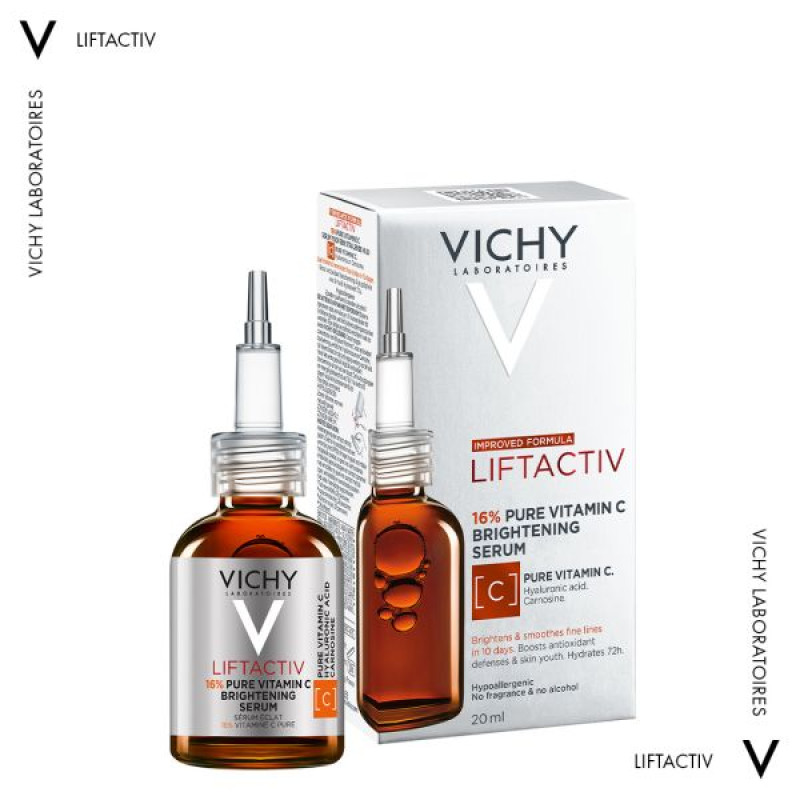 Антиоксидантна сироватка Vichy Ліфтактив з вітаміном С16% для освітлення тону шкіри та розгладжування ліній зневоднення 20 мл