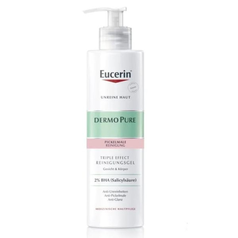 Очищувальний гель потрійної дії Eucerin DermoPure для обличчя та тіла для проблемної шкіри 400 мл