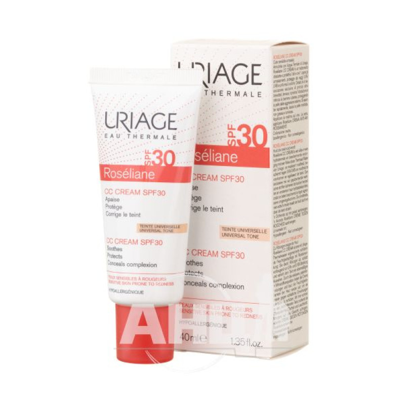 Сонцезахисний крем для обличчя Uriage Roseliane CC Cream SPF 30 проти почервоніння для всіх типів шкіри 40 мл