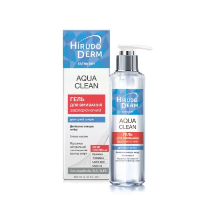 Гель для вмивання зволожуючий Aqua clean Hirudo derm extra dry 180 мл