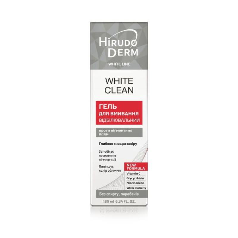 Гель для вмивання відбілюючий White clean Hirudo derm white line 180 мл