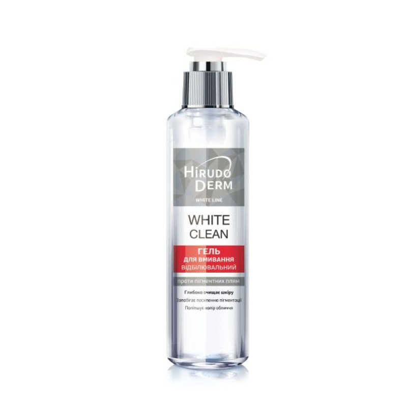 Гель для вмивання відбілюючий White clean Hirudo derm white line 180 мл
