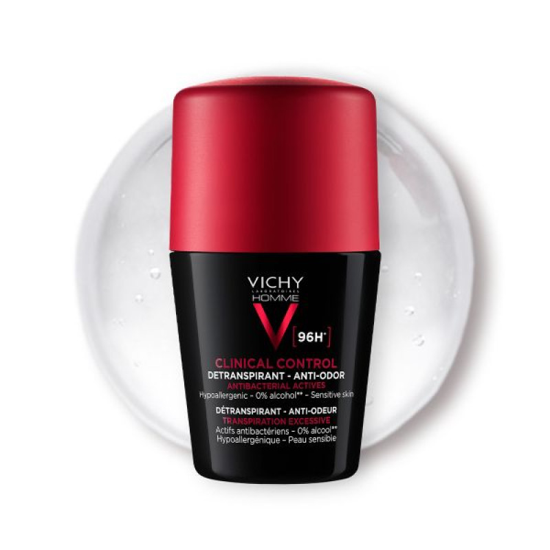 Шариковый антиперспирант Vichy Клиникал Контрол 96 часов защиты против чрезмерного потоотделения и запаха для мужчин 50 мл