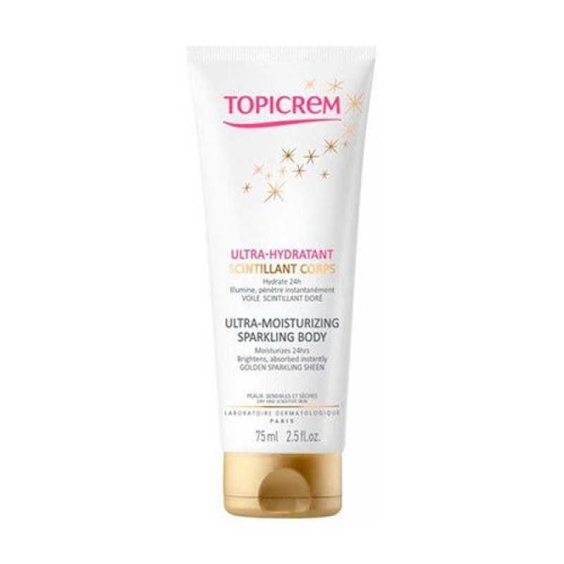 Крем для тела Topicrem Ultra-Moisturizing Sparkling Body ультра увлажняющий с эффектом мерцания 75 мл