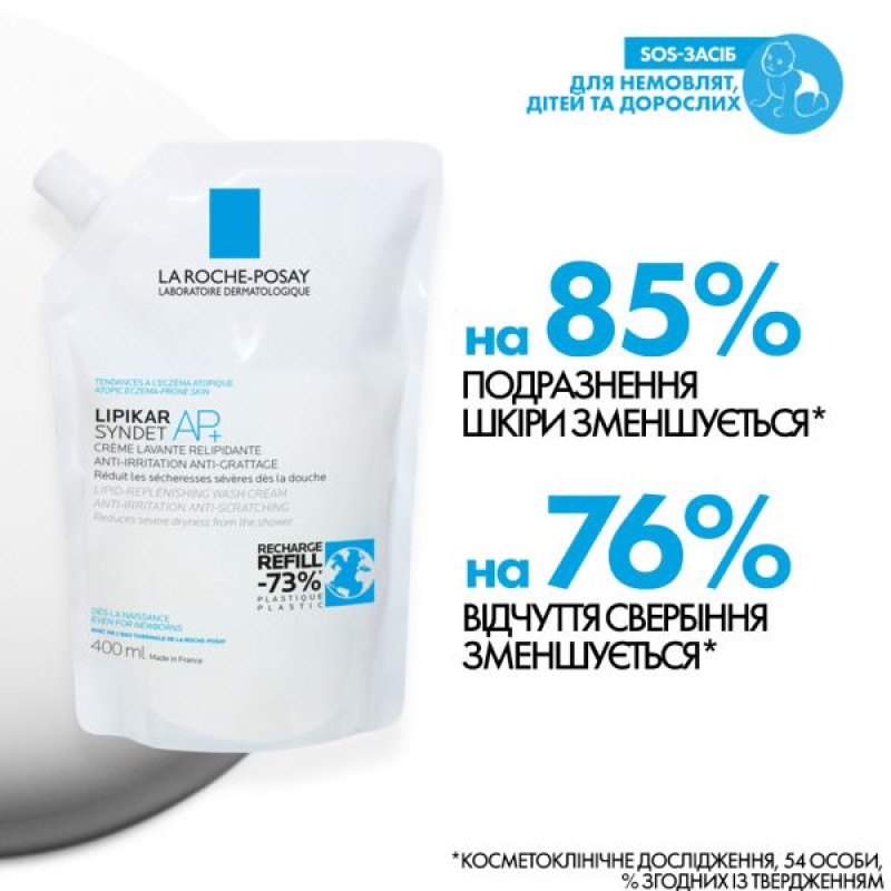 La Roche Posay Липикар Синдет АП+ очищающий крем-гель для очень сухой, склонной к атопии кожи 400 мл сменный блок