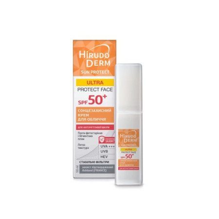 Крем для обличчя сонцезахисний SPF 50+ Ultra protect face hirudo derm sun protect 50 мл