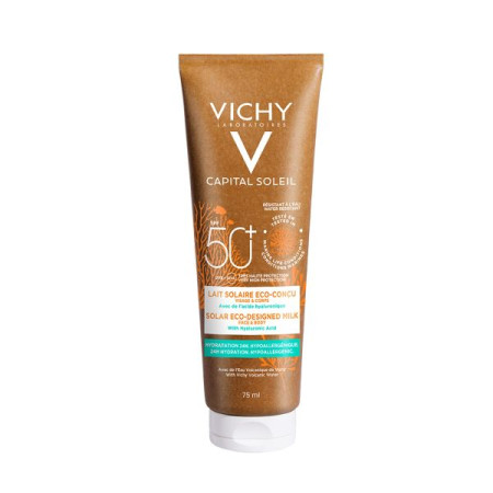 Сонцезахисне зволожуюче молочко Vichy Капітaль Солей SPF 50+ для шкіри обличчя та тіла 75 мл