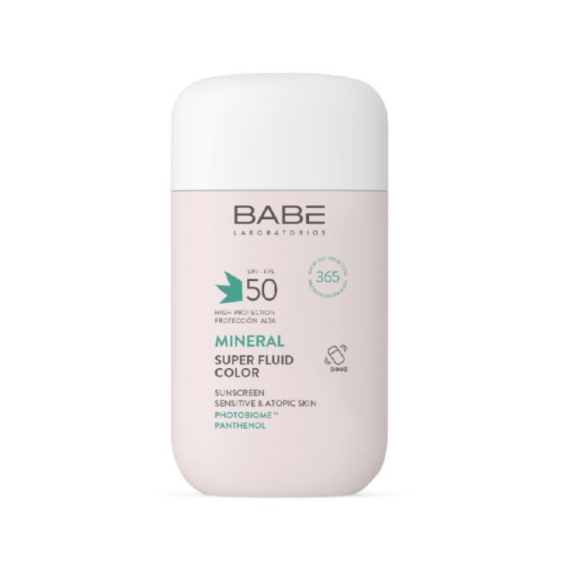 Babe Laboratorios Sun Protection Mineral Fluid SPF 50 with physical filters and tinting effect 50 ml