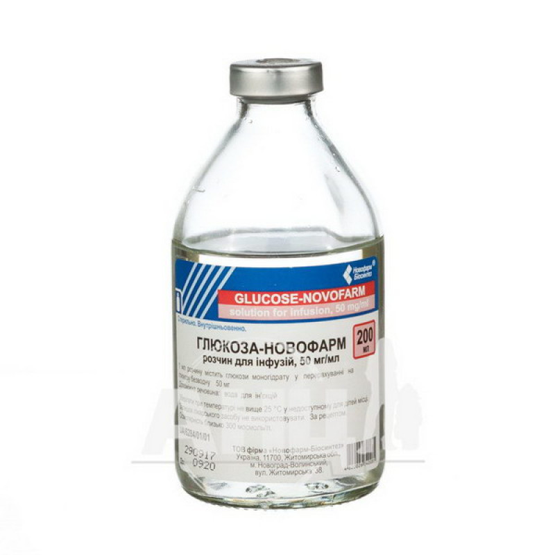 Glucose-Novopharm solution for infusions 5% bottle 200 ml