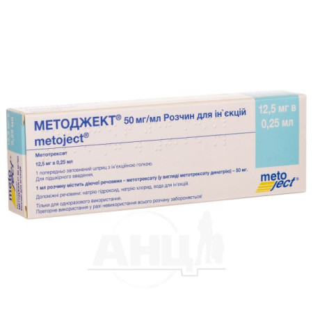 Methoject 12.5 mg solution for injection 50 mg/ml syringe 0.25 ml No. 1