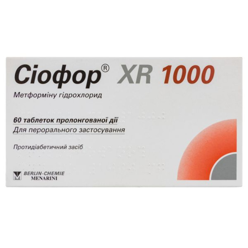 Siofor XR 1000 prolonged-release tablets 1000 mg blister No. 60