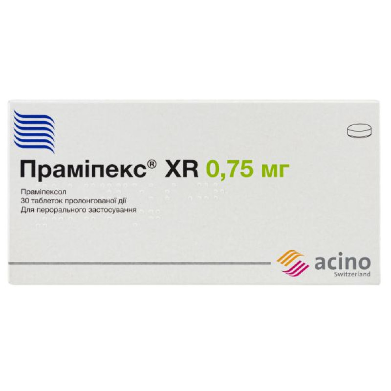 Прамипекс xr таблетки пролонгированного действия 0,75 мг №30