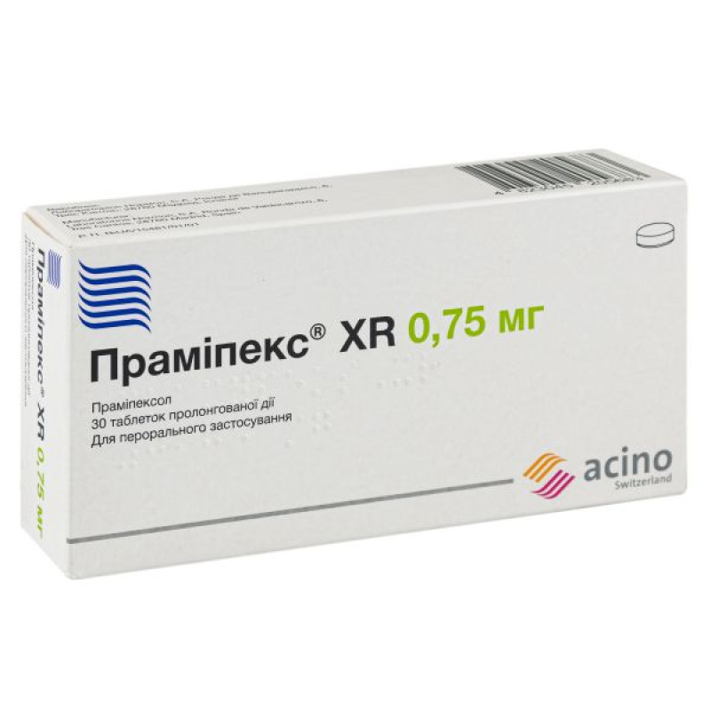 Прамипекс xr таблетки пролонгированного действия 0,75 мг №30