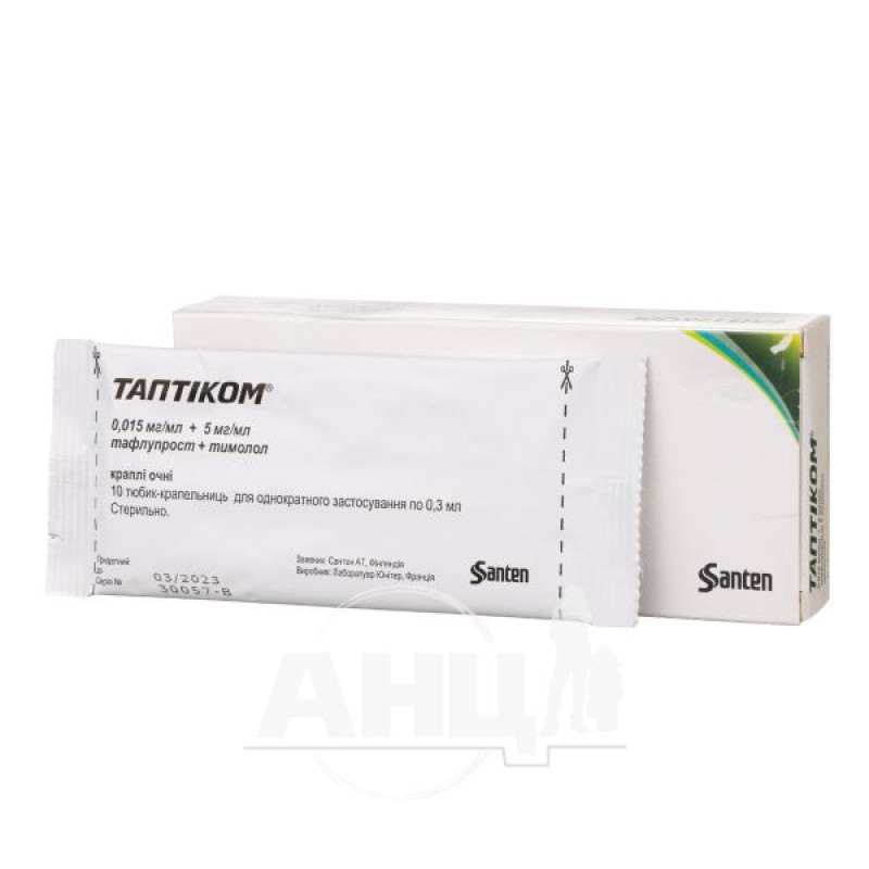 Tapticom eye drops solution dropper tube 0.3 ml No. 30