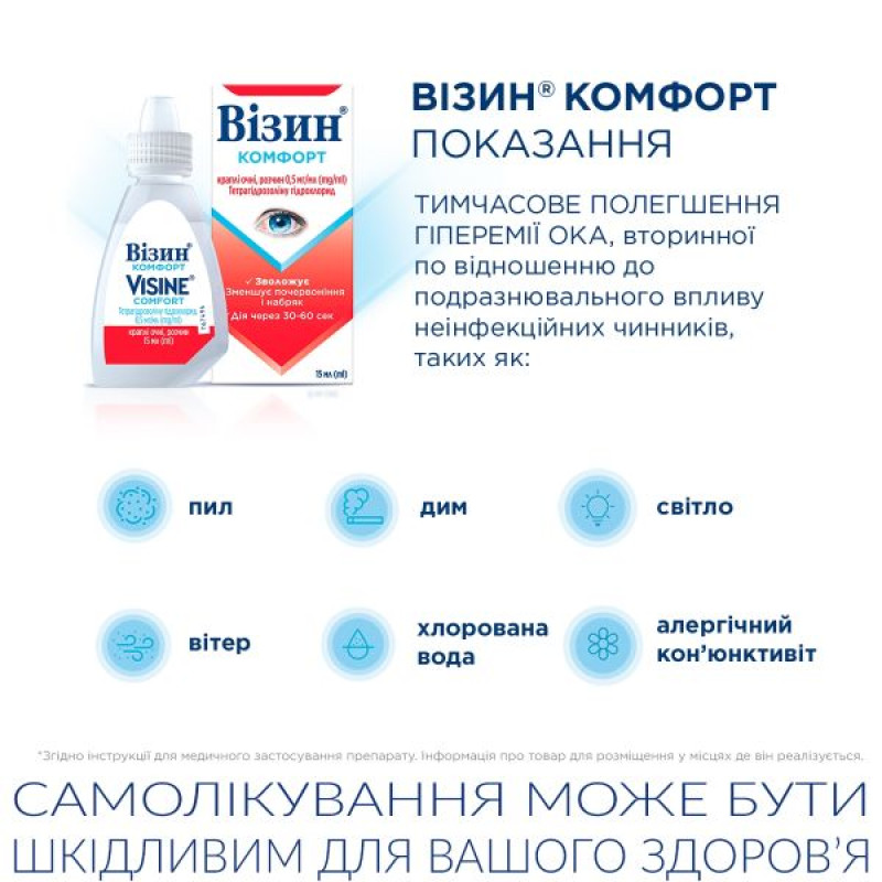 Візин Комфорт краплі очні 0,05 % флакон 15 мл