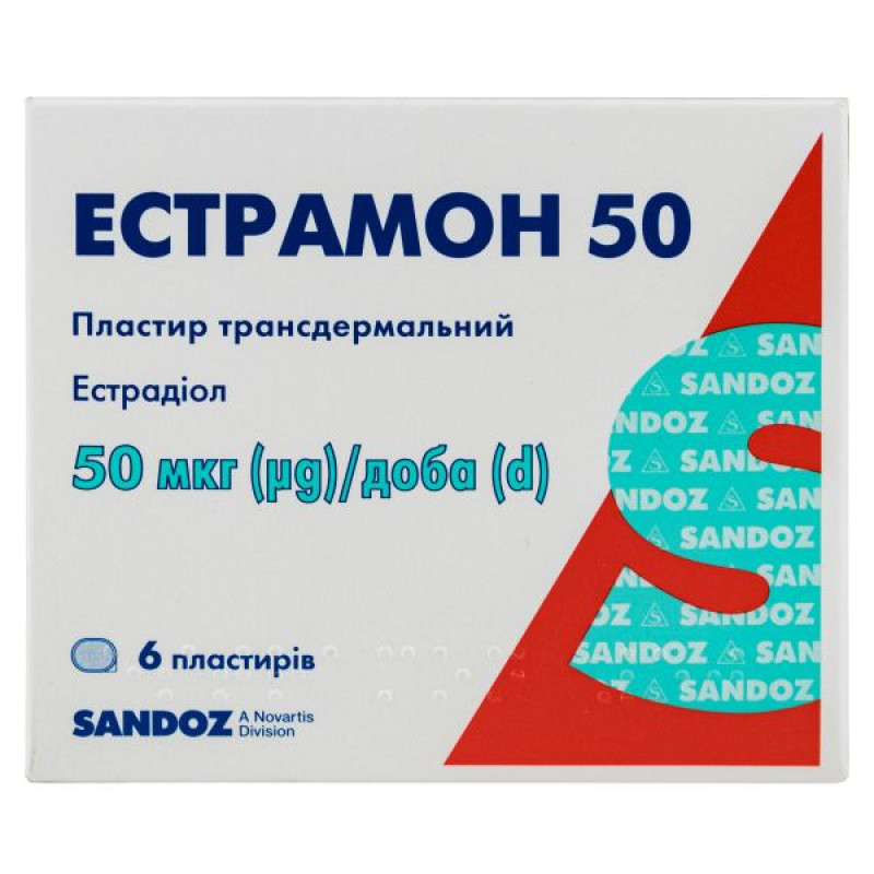 Естрамон 50 пластир трансдермальний 50 мкг/доба пакетик № 6