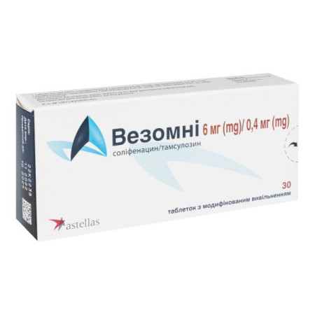 Везомни таблетки с модифицированным высвобождением 6 мг + 0,4 мг блистер №30