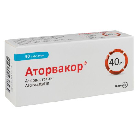 Atorvacor film-coated tablets 40 mg blister No. 30
