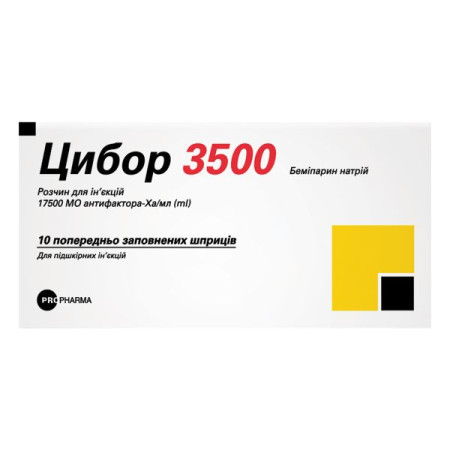Tsibor 3500 solution for injection 17500 IU/ml syringe 0.2 ml No. 10