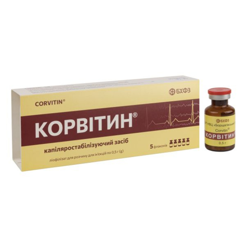 Corvitin lyophilized powder for solution for injection 0.5 g bottle No. 5