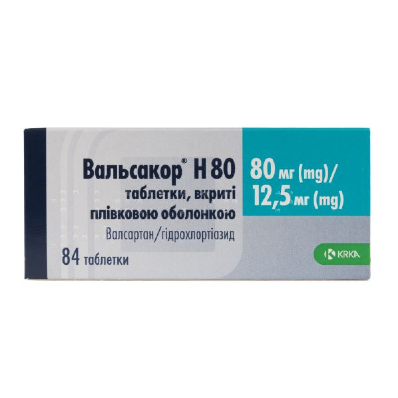 Вальсакор H 80 таблетки покрытые пленочной оболочкой 80 мг + 12,5 мг блистер №84