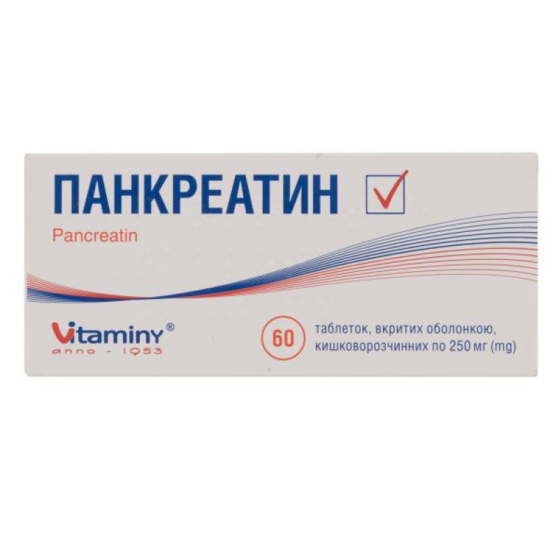 Pancreatin enteric-coated tablets 250 mg blister No. 60